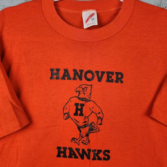 Jerzees Other - Vintage Hanover Hawks Shirt Mens Large Orange Graphic Logo 80s Virginia School